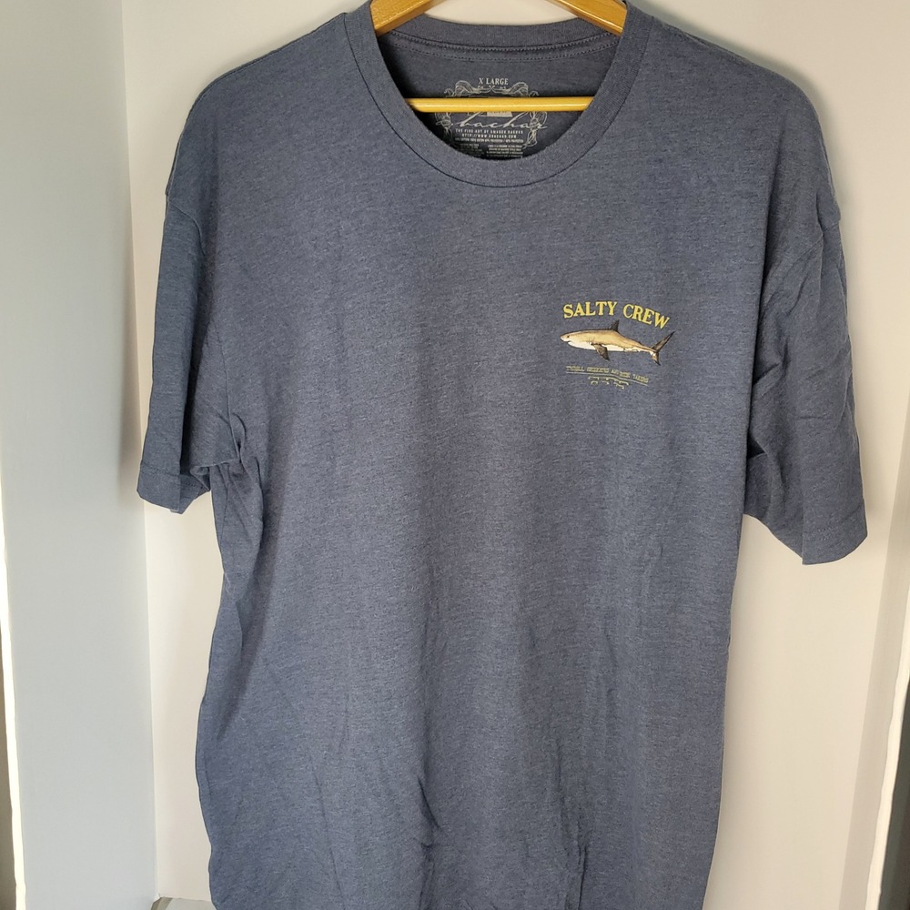 Salty Crew Mens XL Shark Graphic Tee Blue Amadeo Bachar Thrill Seekers T-Shirt
